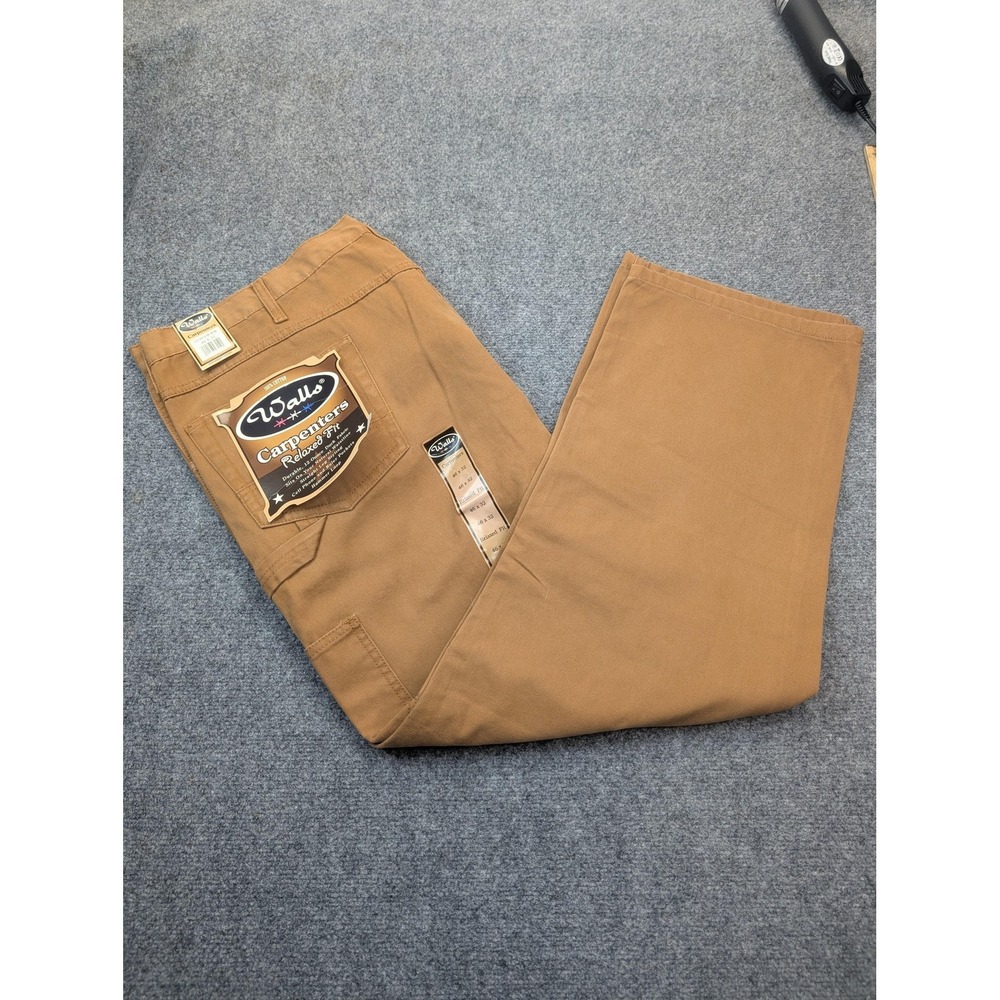 Walls‎ Pants Mens 46x32 Brown Carpenters Relaxed Fit Duck Canvas Workwear